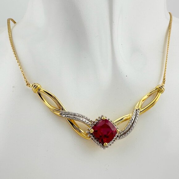 Elegant Lab Created Ruby and White Sapphire Infinite Loop Necklace - Picture 5 of 12